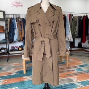 Vintage London Fog Double-Breasted Brown Dark Tan Trench Coat